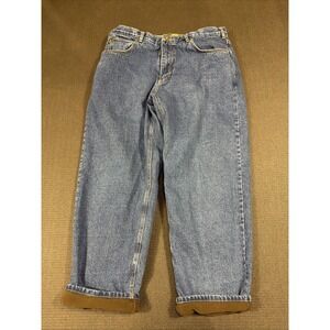 Cabelas 38x30 Mens Flannel Lined Denim Jeans Work Relaxed Fit Utility Gorpcore